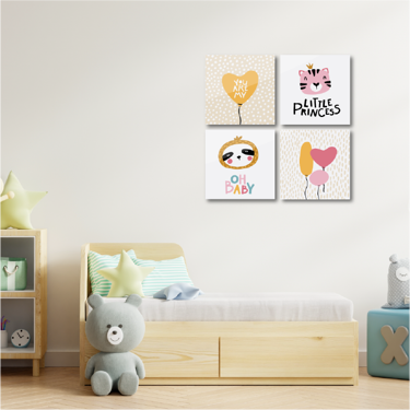 ACRYLIC PAINTINGS SET -  LITTLE PRINCESS (4 PIECE)